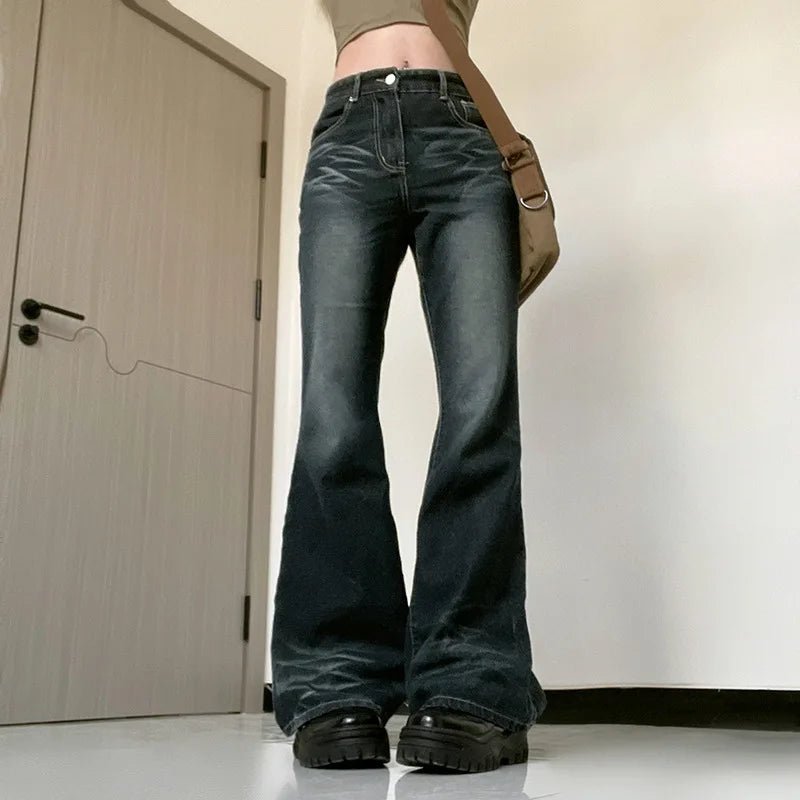 Women's High Waisted Wide Flare Denim Jeans