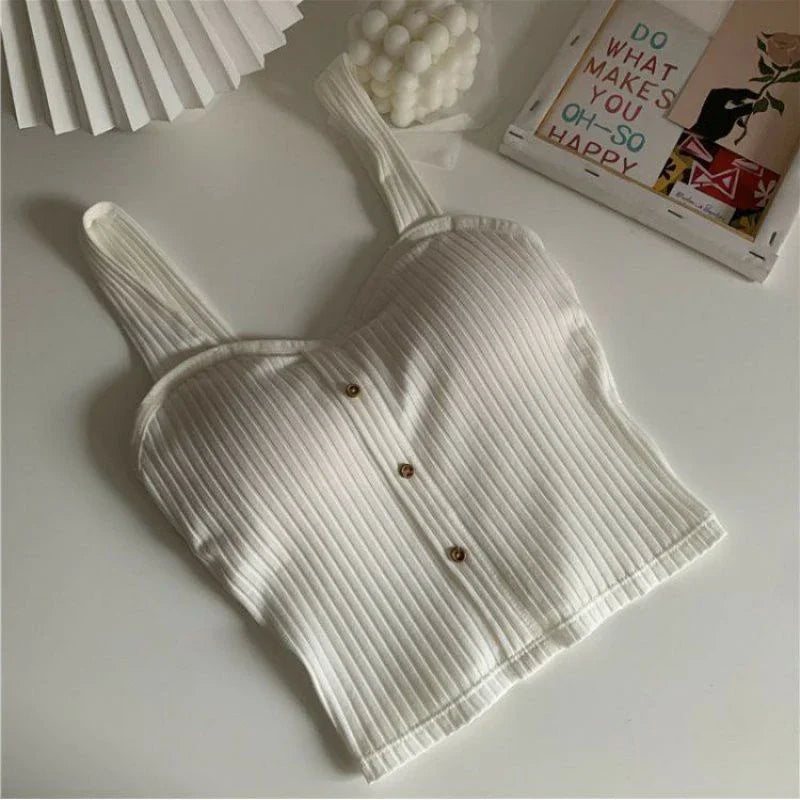 New Fashionable Women's Short Top Paired With Bra Pads