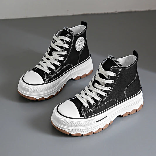 Women High Top Sneakers Lace-Up Casual Plarform Shoes