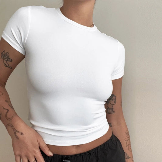 Woman Clothing Short Sleeve T-shirt Slim Fit Top