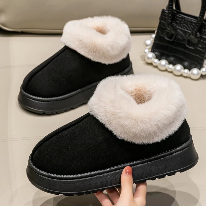 High Quality Women's Fashion Snow Boots Fluffy Plush Faux Fur