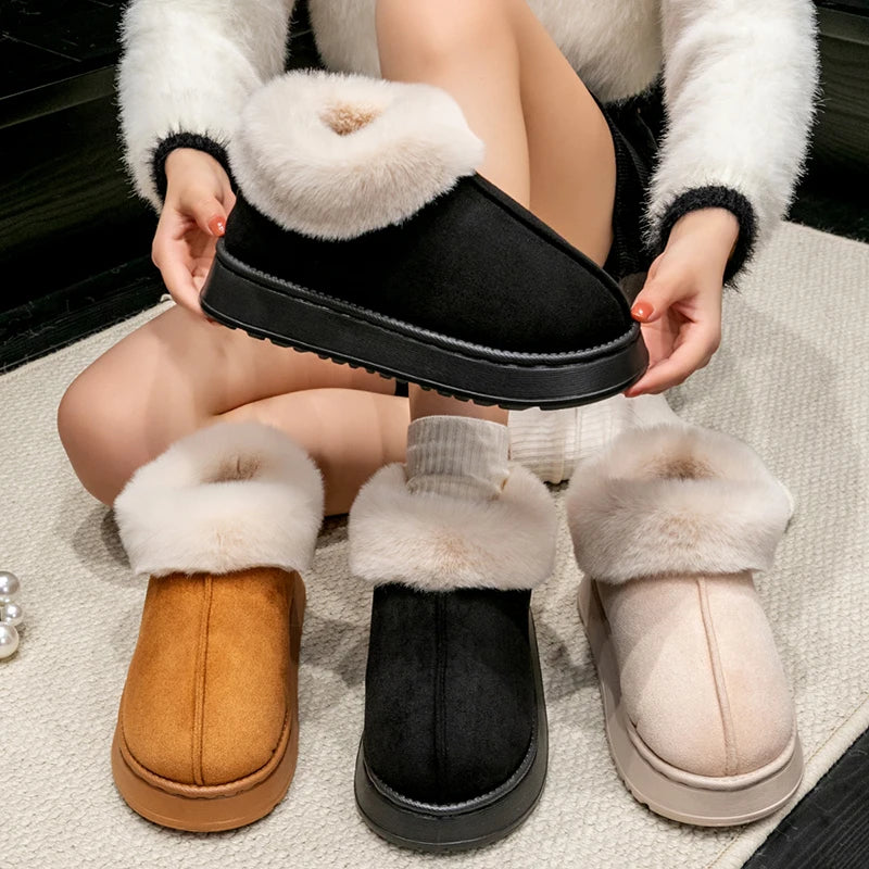 High Quality Women's Fashion Snow Boots Fluffy Plush Faux Fur