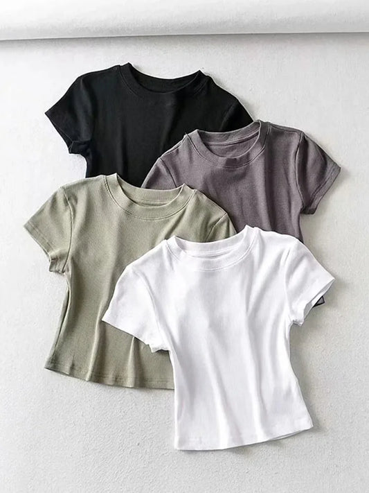 Summer Women O-neck Short-sleeve T-shirt