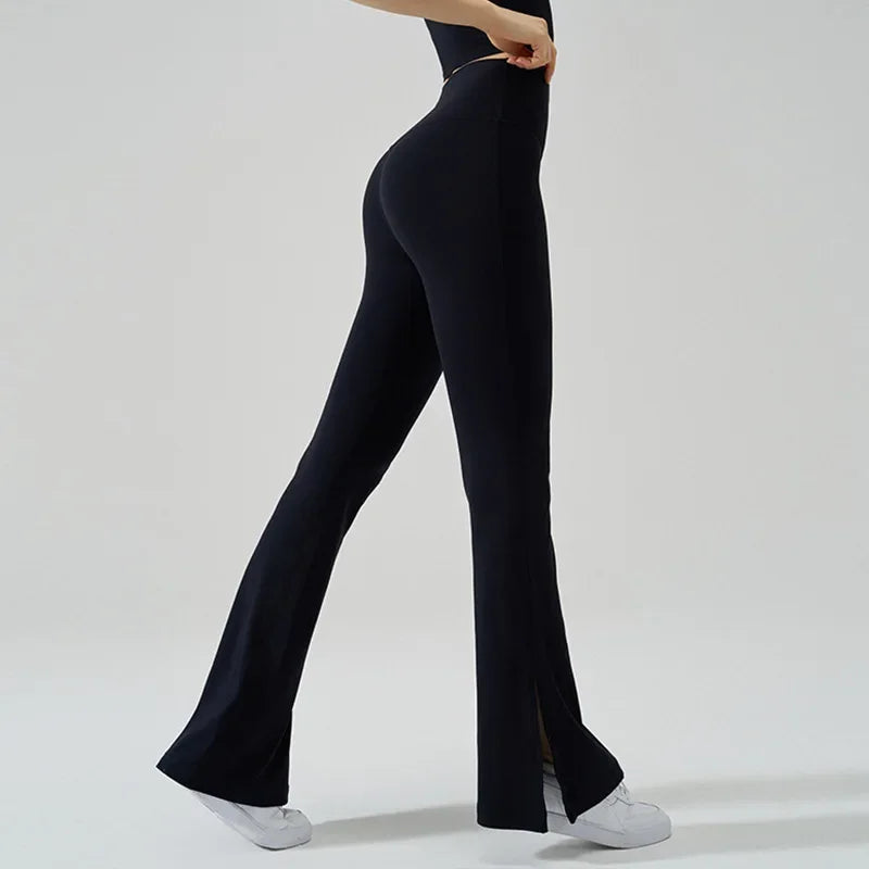 High Elasticity No Size Wide Leg leggings, Split Slightly Flared