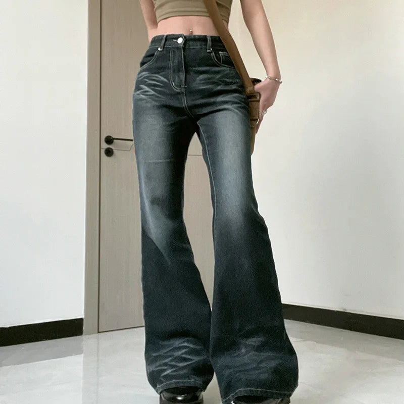 Women's High Waisted Wide Flare Denim Jeans