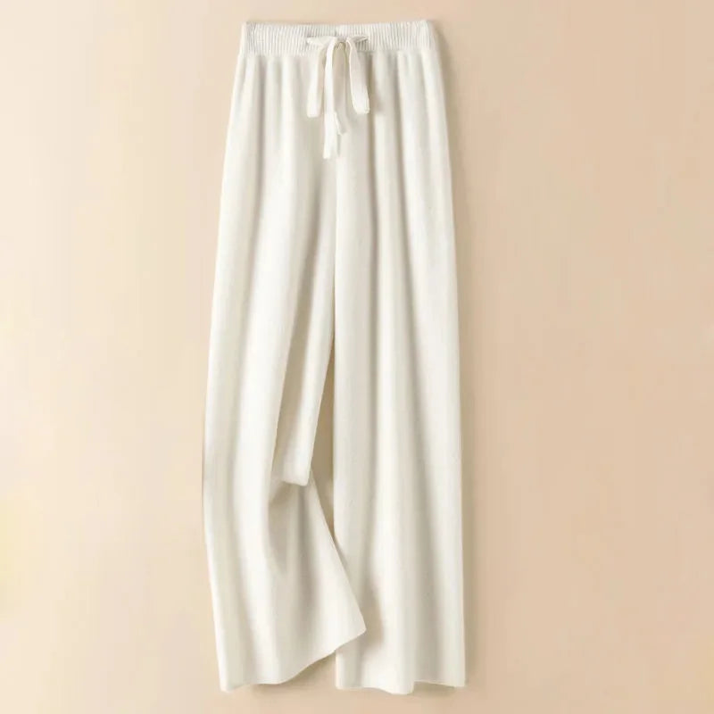 Thick Warm Knitted Casual Chic Basic Soft Elastic High Waist Women's Pants