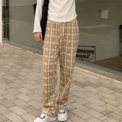 Fashion Warm Plush Plaid Pants