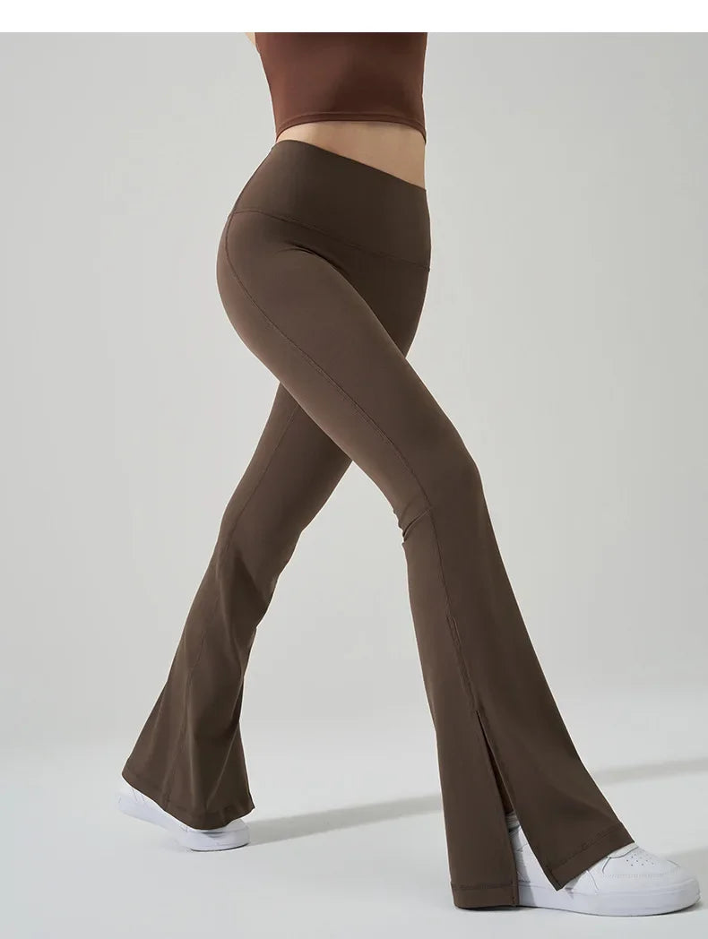 High Elasticity No Size Wide Leg leggings, Split Slightly Flared