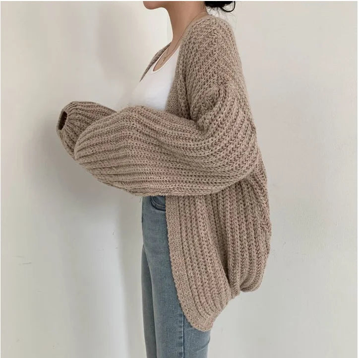 Lantern Sleeve Women Cardigan Sweater