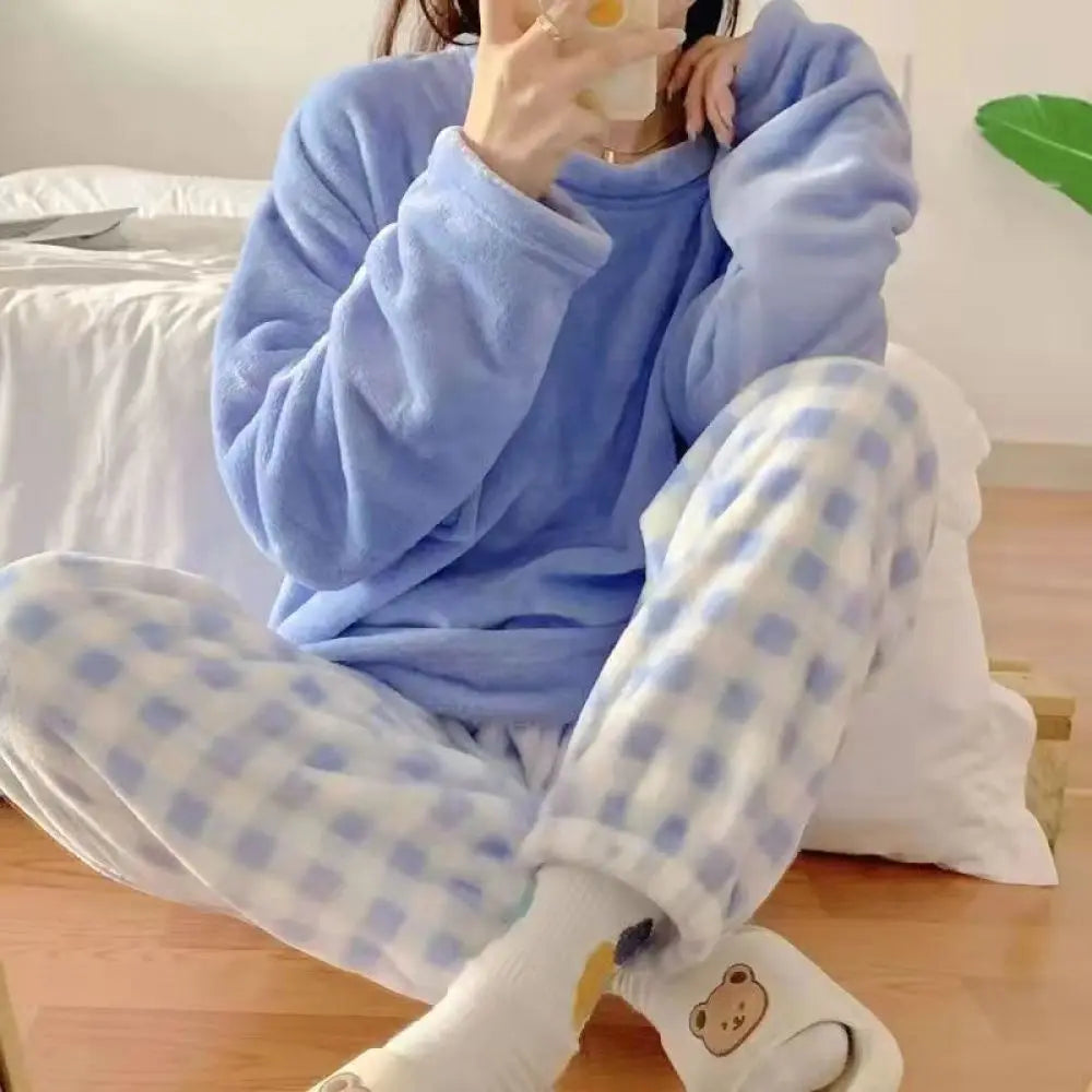 Fleece Thick Warm Women's Pajamas Set