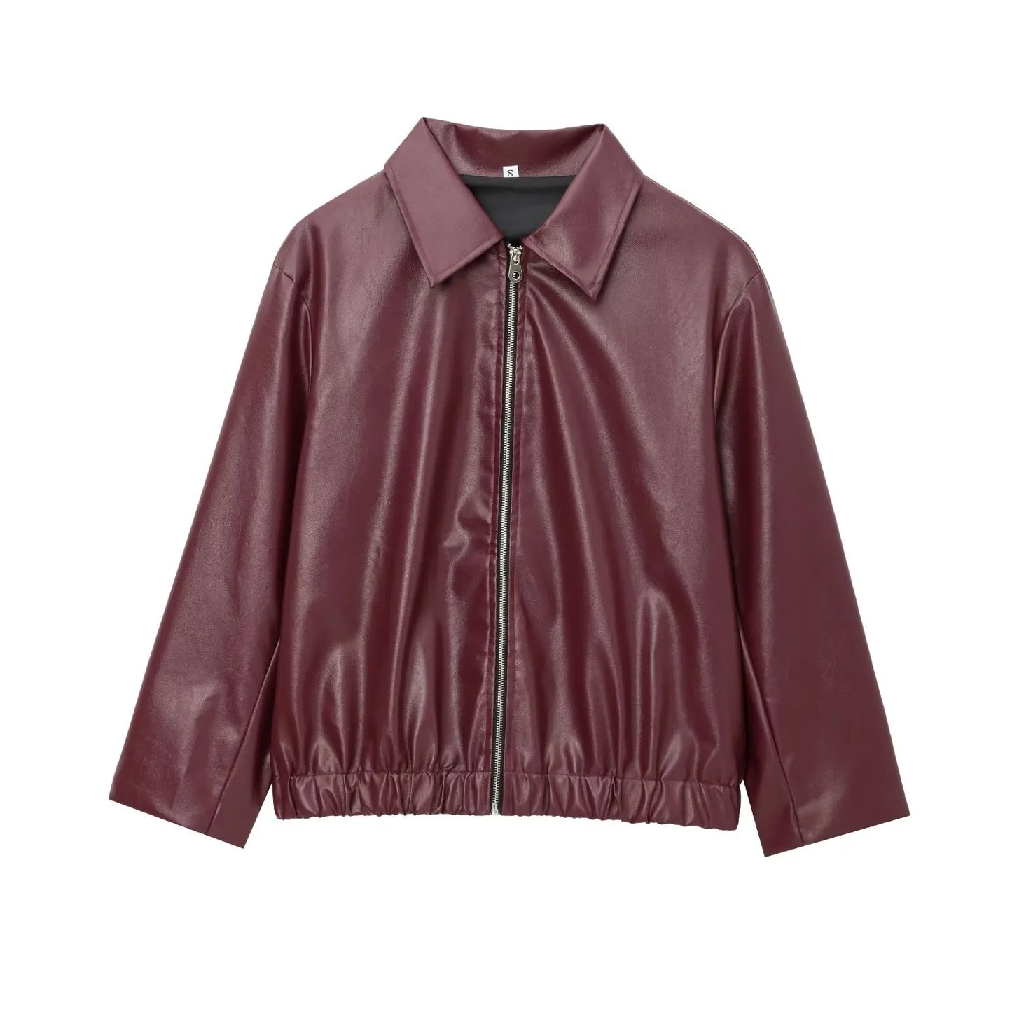 Wine Red Leather Jakcet Fashion Outerwear