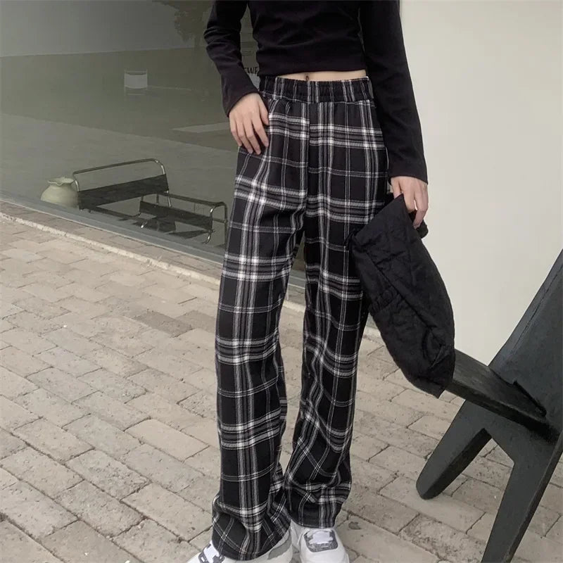 Fashion Warm Plush Plaid Pants