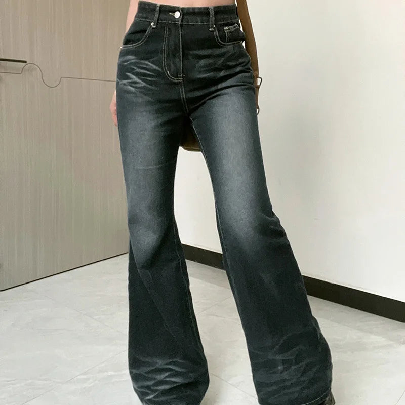 Women's High Waisted Wide Flare Denim Jeans