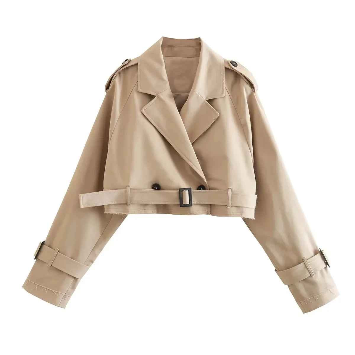 Belt Cropped Trench Spring Jacket Women