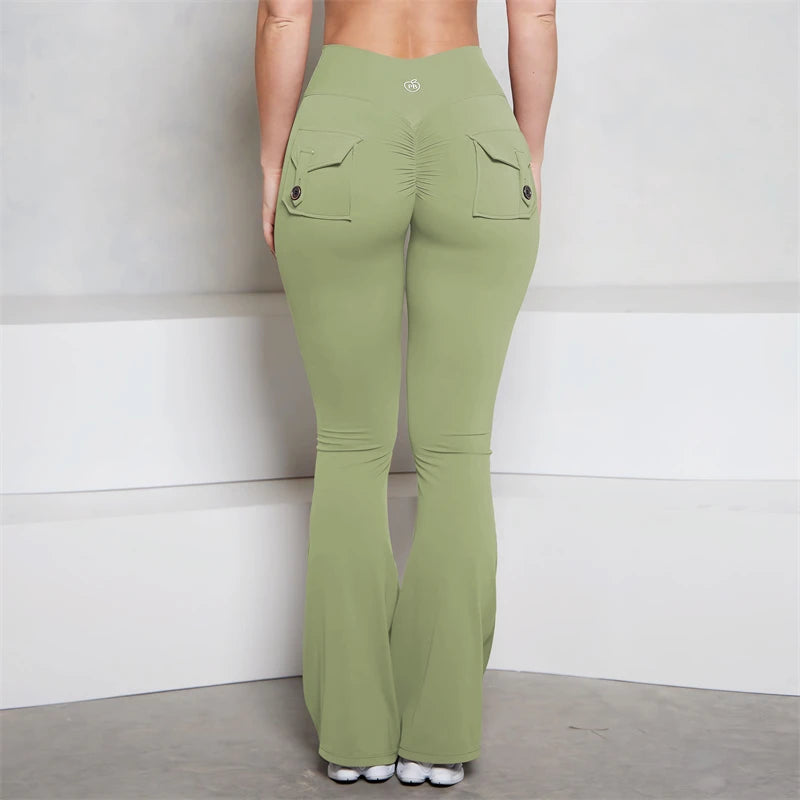 Pocket Flare Scrunch Butt Leggings