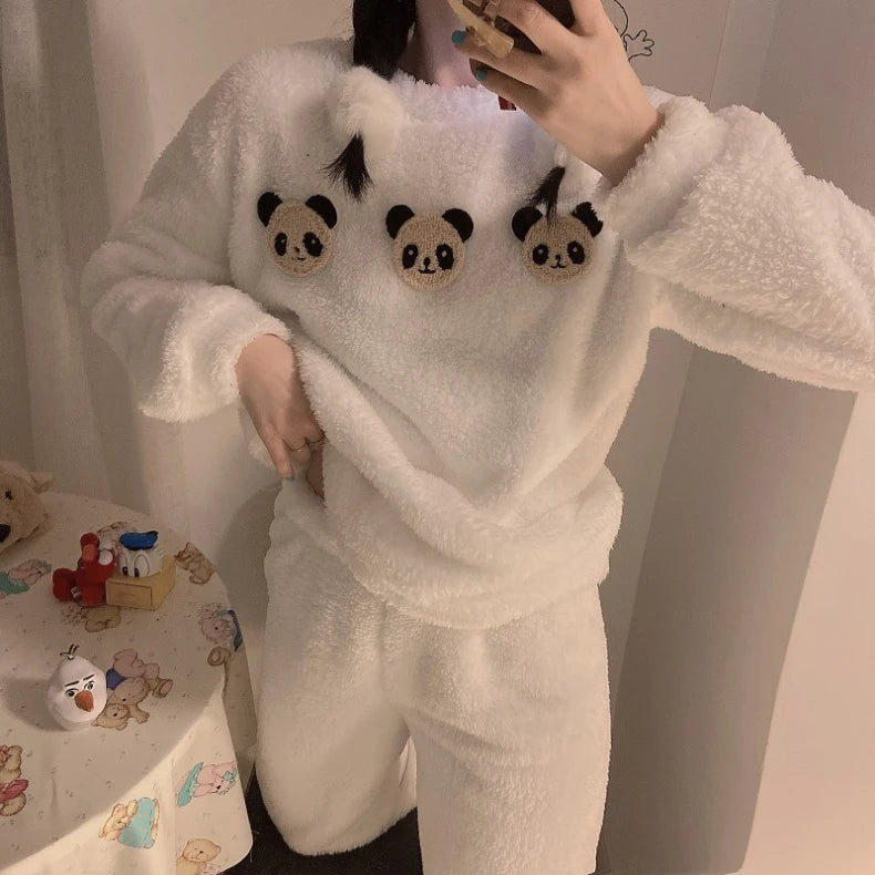 Fleece Thick Warm Women's Pajamas Set